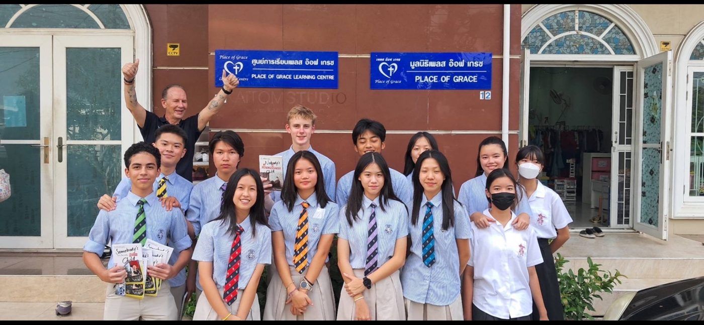 Students with a partner charity