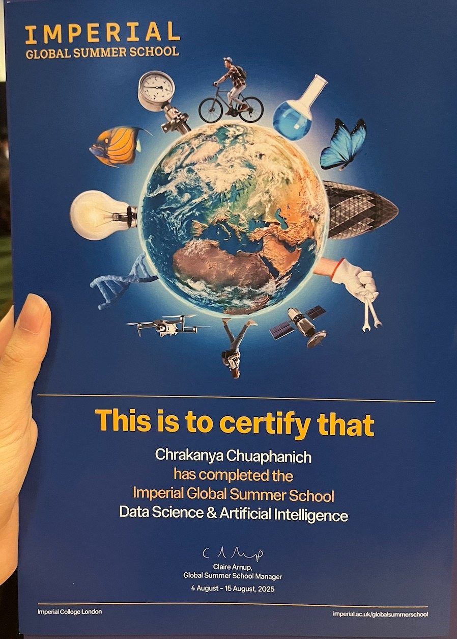 Imperial Global Summer School certificate